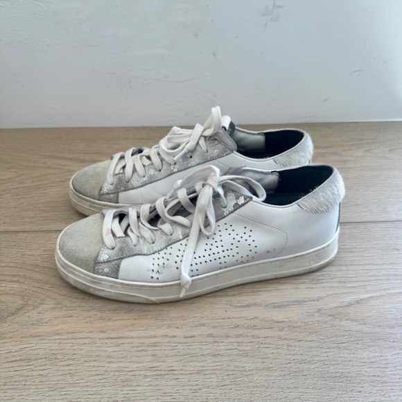 P448 John White Leather Sneaker Size 38 / US 8 - Picture 4 of 7